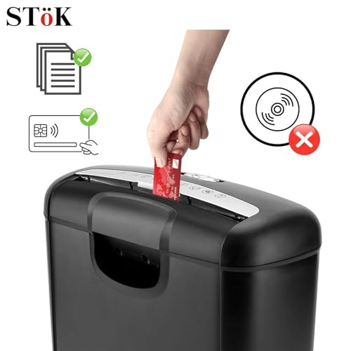 Image of SToK (ST-10Scc) 6-Sheet Strip Cut Paper and Credit Card Shredder with 10 Liter Waste Basket Capacity (1 Year Offsite Warranty)