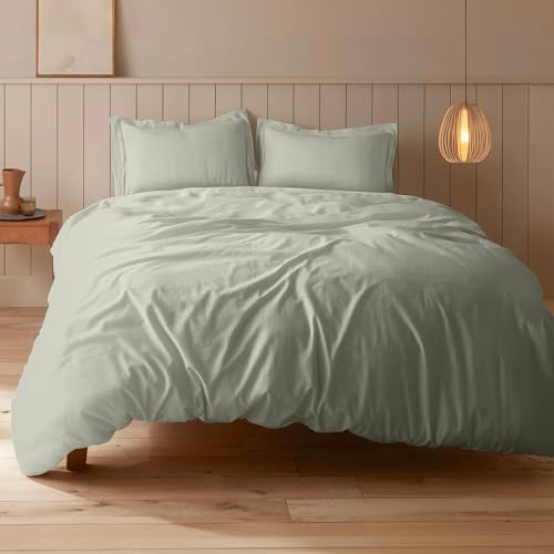 Image of SleepyCat Sateen Duvet Cover | 100% Cotton | 300TC Sateen Weave with Corner Ties & Zipper Closure | Oeko-TEX & AZO Free - Mineral (Double Size, 90x100 Inches)