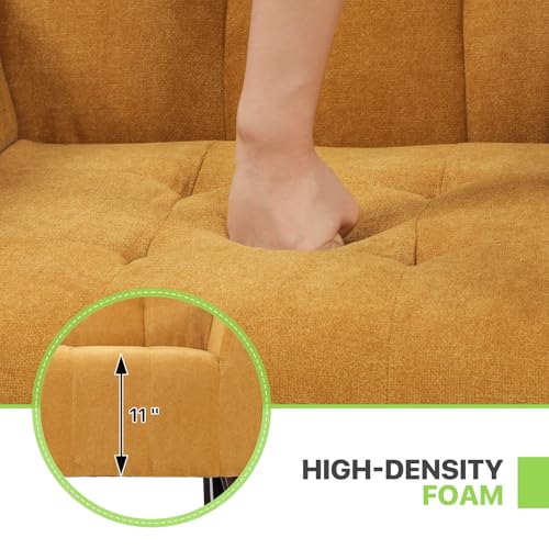 Sillón Plegable Algodón-lino Amarillo miniatura 6