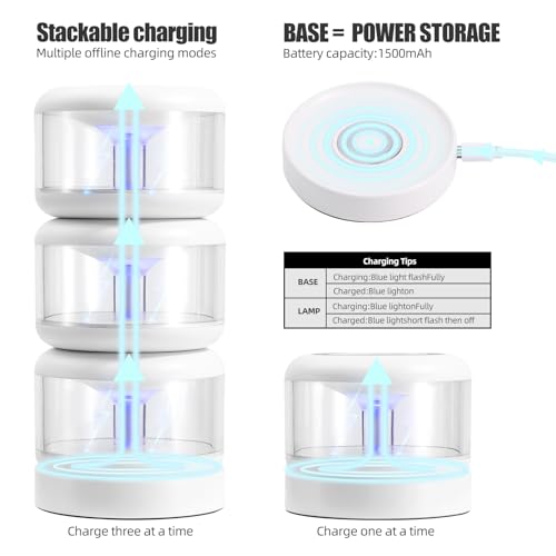 oneleaf - Portable LED Night Atmosphere Light, Candle Lamp, Three Lights with Charging Dock, Rechargeable Wireless Touch Switch, Bathroom, Staircase, Bedroom, Camping