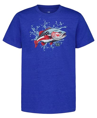 Under Armour Boys' Short Sleeve Graphic T-Shirt, Soft & Comfortable, Outdoor Collection, Team Royal Bass, YL