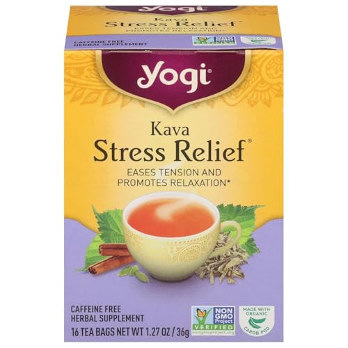 Yogii Tea Kava Stress Relief, Caffeine-Free Herbal Tea Bags, 16 Count