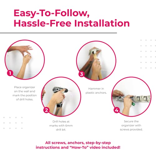 Broom Holder Wall Mount And Garden Tool Organizer, Closet Storage, Kitchen Rack, Home Organization And Garage Organizer For Rake Or Mop Handles Up To 1.25-Inches, Hanger Plus 6 Hooks (Beige, 1 Pack) #TOP7