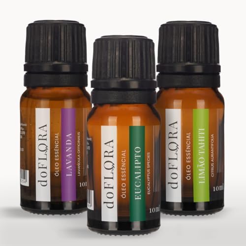 Trio Bem-Estar: Kit de Óleos Essenciais - Lavanda, Eucalipto, Lim...