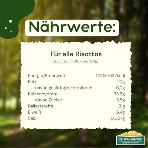 Dr. Ana Collection 6 vegane Risottos Probierpaket I italienische Spezialität I glutenfreie Risotto-Fertigmischungen mit 100% italienischem Arborio Reis I hergestellt in Manufakturarbeit I 6 x 200g