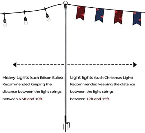 SURNIE Outdoor Garden Festoon Lights Pole - 2Pack 9ft Tall Metal Holder Poles for Hanging String Lighting Decorations Like LED Solar Bulbs, Lanterns, Buntings etc.