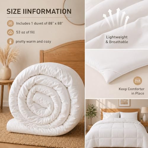 Image of Luxury Hotel Collection Cotton Comforter | All-Season Lightweight Quilt for Hot Sleepers | Plush, Breathable & Box-Stitched (Twin /Twin XL) White