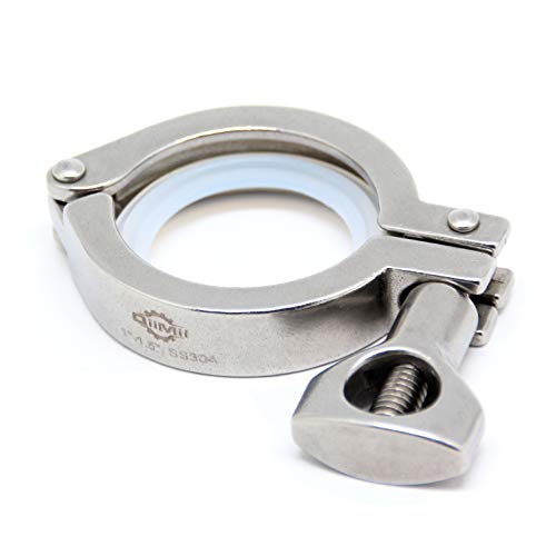 QiiMii 13MHHM Stainless Steel 304 Single Pin Heavy Duty Tri Clamp with Wing Nut for Ferrule TC 1.5