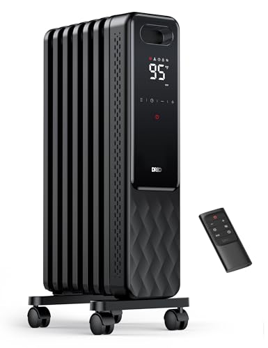 Image of DREO Oil Filled Radiator Heater, 1500W Radiant Heater with Remote Control, Child Lock, 4 Modes, 24h Timer, Overheat & Tip-Over Protection, 24h Timer, Digital Thermostat, Space Heaters for Indoor Use