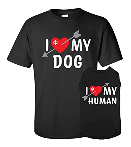 APPARELYN Dogs and Owner Matching Clothes - Adorable Heart My Dog & Human Pet & Owner Matching Outfits with Owners - Soft Pet Clothes Black