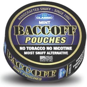 BaccOff, Classic Mint Pouches, Premium Tobacco Free, Nicotine Free Snuff Alternative (10 Cans)