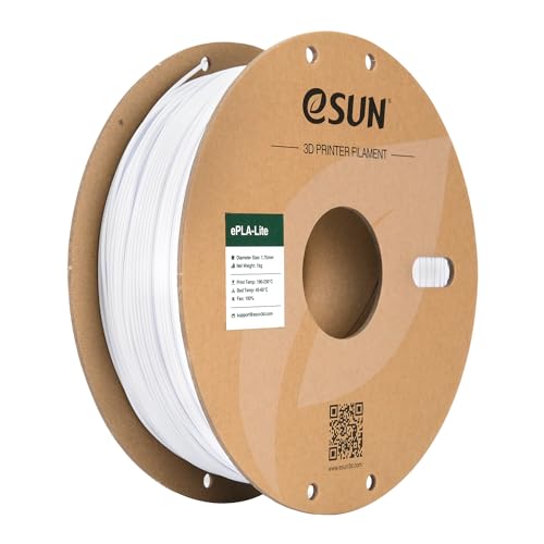 eSUN PLA Filament 1.75mm Modifiziertes 3D Drucker Filament PLA Maßgenauigkeit +/- 0.03mm 1KG Spule (2.2 LBS) 3D Druck Filament für 3D Drucker Kühles Weiß