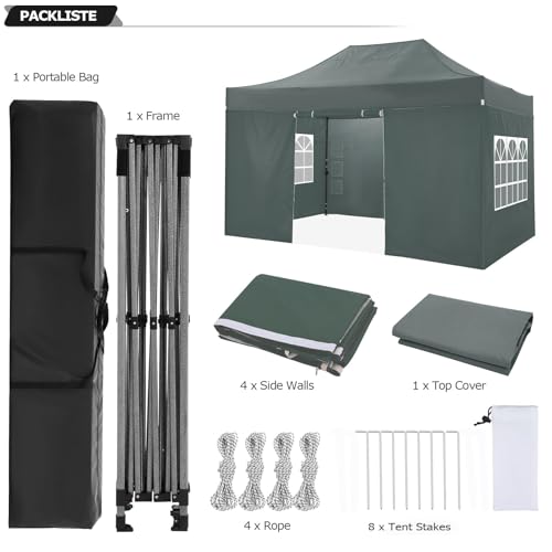 Miniatura 5 de COBIZI Carpa Plegable 3x4,5 con 4 Pared Lateral,Cenadores para Jardin,Impermeable Carpa,Pergola de Jardin,Carpas para Exteriores Fiesta Camping Playa Reception(3 por 4,5m Gris)