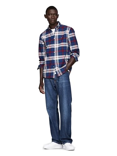 Image of Tommy Hilfiger Men's Long Sleeve Oxford Shirts in Regular Fit, Men's Button Down Shirts, Also Available in Big and Tall