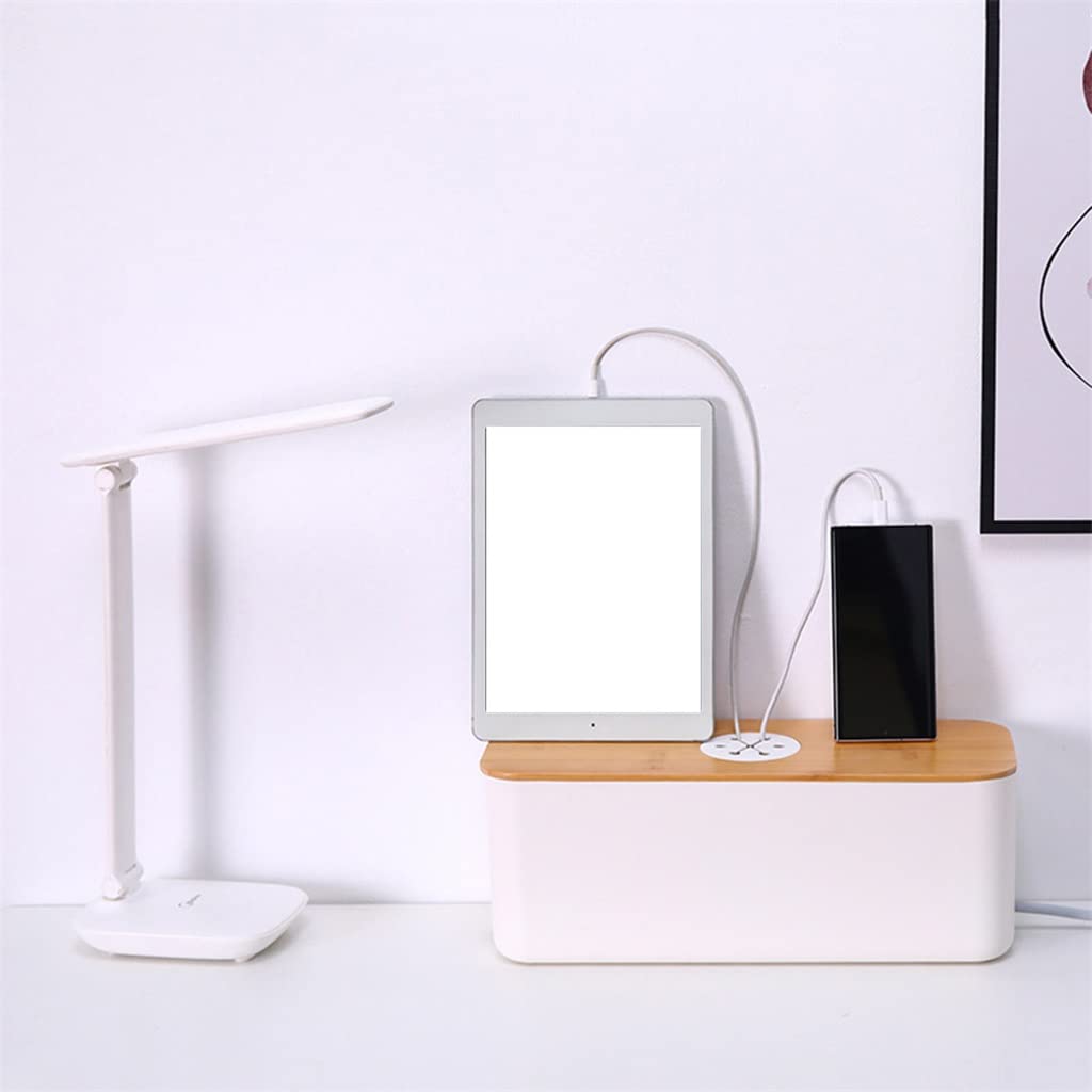 Caja de almacenamiento de cables de madera, funda de línea eléctrica, cargador a prueba de polvo, organizador de cables para el hogar