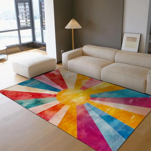 Tapis de salle de classe lavable et grand format Sun Rainbow - 2