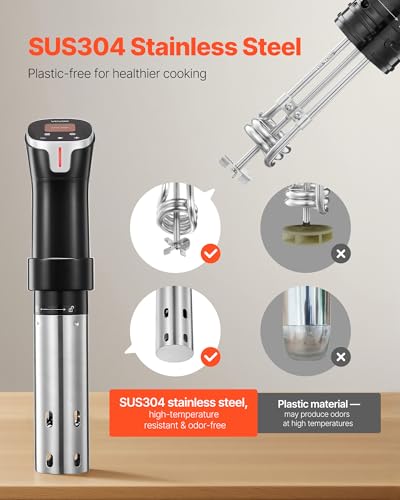 Image of VEVOR Sous Vide Precision Cooker, 1100W Sous-Vide Cooking Machine, WIFI Immersion Circulator with 10 Preset Recipes, LCD Touchscreen, Fast-Heating, Accurate Temperature & Timer, App Control