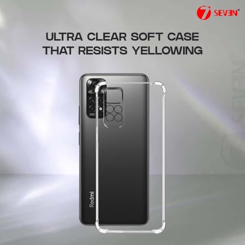 Image of 7SEVEN Back Cover for Mi Redmi Note 11 4G Transparent Mobile Back Case Shock Proof Design Camera Edges Protection Crystal Clear Phone Case Silicon Soft TPU and Flexible Bumper Phone Cover