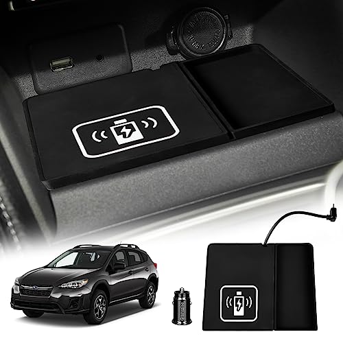 KUNGKIC for Subaru Impreza XV Crosstrek GK GT 2016 2017 2018 2019 2020 2021 2022 Car Wireless Charging Pad Dual Charging Car Phone Charger USB 3.0 Type C Silicone Material Interior Accessories Black