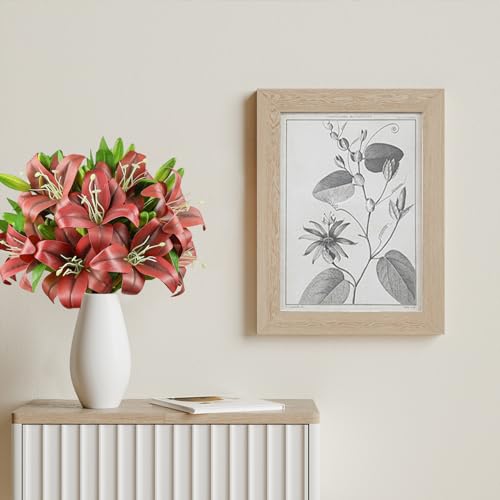 Ikosora 12 Pcs Red Artificial Lily Flower, Realistic Long Stem Real Touch Stargazer Lily - Image 4