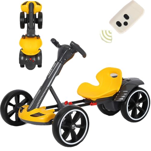 Kart eléctrico for montar en Go, coche plegable for niños con modelo de marcha atrás, carrito Drift Go con asiento ajustable, pedal Go-Kart con música, luces y control remoto, con capacidad de 30 kg(Y
