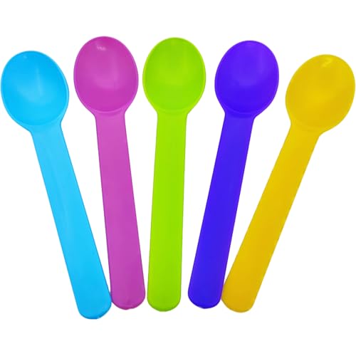 Carytalee 50 PC Mixed Disposable Plastic Spoons Tea Dessert Ice Cream Spoons for Weddings Party Supplies