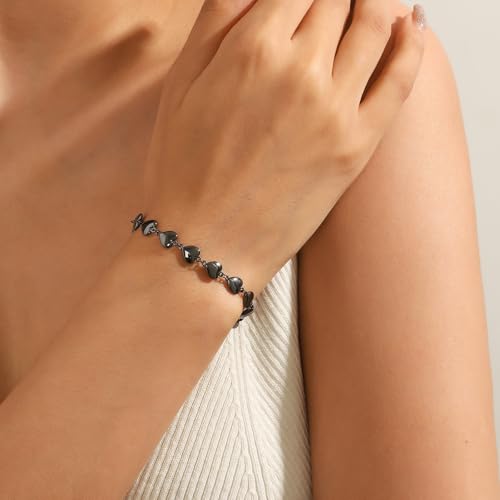 beautlace Heart-Link Bracelet Adjustable Bracelets Silver/18K Gold/Black Gun Plated Love Heart Charm Jewelry Gifts for Women KB00292