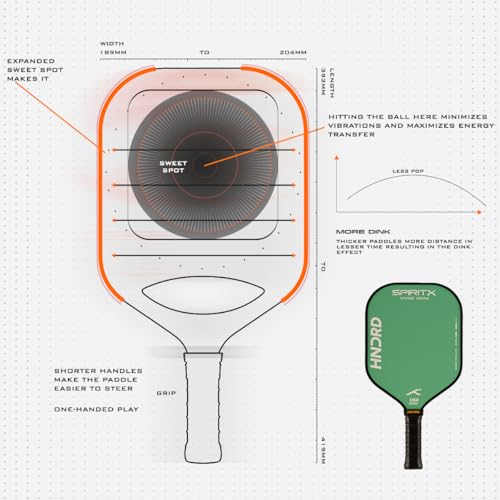 Image of Hundred Spirit X Pop - Pickleball Paddle | 13mm Core | Wide Body Power Paddle | Enhanced Sweet Spot | Ideal for Beginners & Intermediate Players | Free Paddle Bag