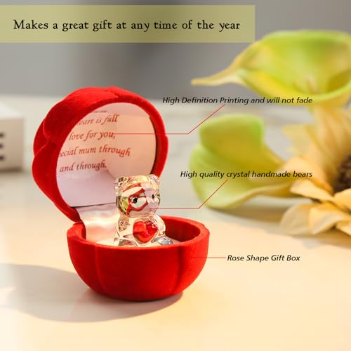 ERWEI Crystal Bear in Gift Box for a Special Mum Glass Bear Figurines for Mum Mummy Mama Mothers Day Christmas Birthday Gifts for Mother