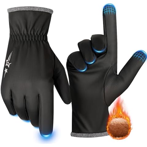 HOZMOZ Winter Gloves - Warm Cold Weather Gloves with Plush Lining, Touchscreen, Windproof, Water-Repellent, and Reflective for Men and Women, Cycling Running Driving Gloves, Small Cover