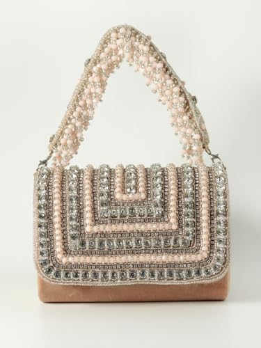 Image of THE TAN CLAN Nysa Beige Flap Over Clutches for women Bag for Women- Elegant Evening Handbag, Stylish Purse