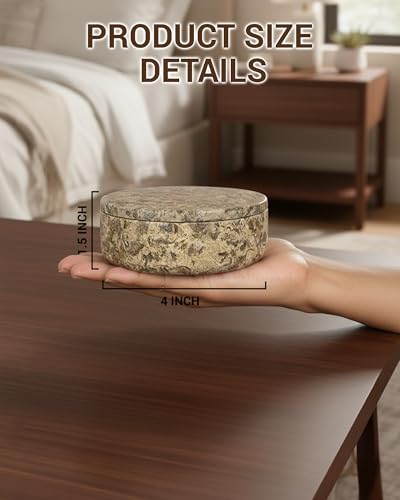 UrbanFocal Tarro de mármol coral de 4 pulgadas con tapa para especias o joyas 2