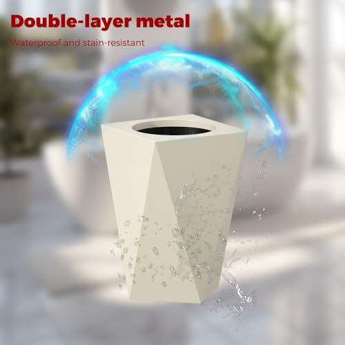 Image of 10L /2.6GAL Modern Open top Garbage can,Cream Bathroom tarsh can,Small White Wastebasket for Bathroom,Bedroom,Office,Living Room,Hotel (White)