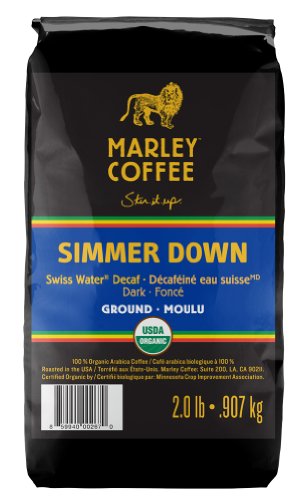 Marley Coffee, Organic Ground Coffee, Simmer Down Decaffeinated, 2 Pound
