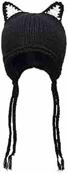 Knit Hat Ear Flap Crochet Beanie Hat 