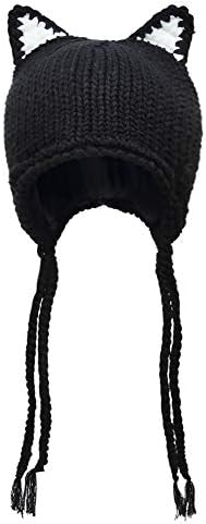 Knit Hat Ear Flap Crochet Beanie Hat 
