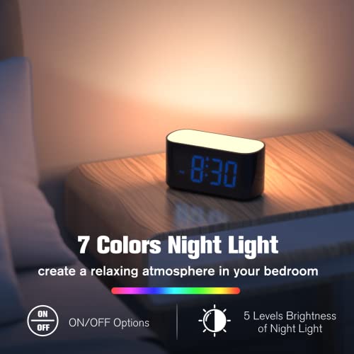 Housbay RS13B Digital Alarm Clock For Bedrooms - Large Display Easy To Read Across The Room, 7 Larger Color Night Light thumb #2