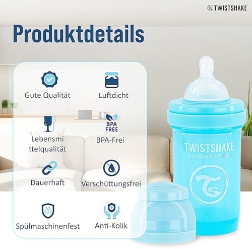 Twistshake Anti-Kolik Bebek Biberonu Mavi 0+ Ay 180 ml - Görsel 3
