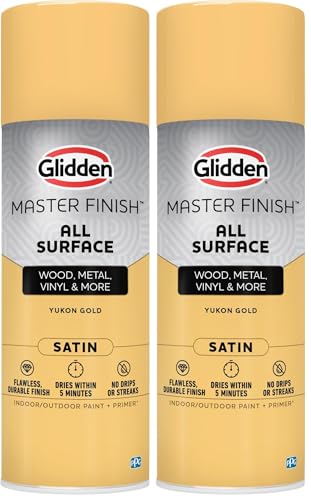 Image of Glidden Master Finish 12 oz. Satin Yukon Gold Interior /Exterior All Surface Spray Paint and Primer (Pack of 2)