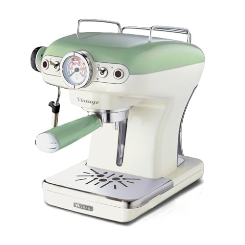 Ariete 1389/14 Silksbärare-Espressomaskin Vintage med Mjölkskummunstycke, Grön, En Storlek