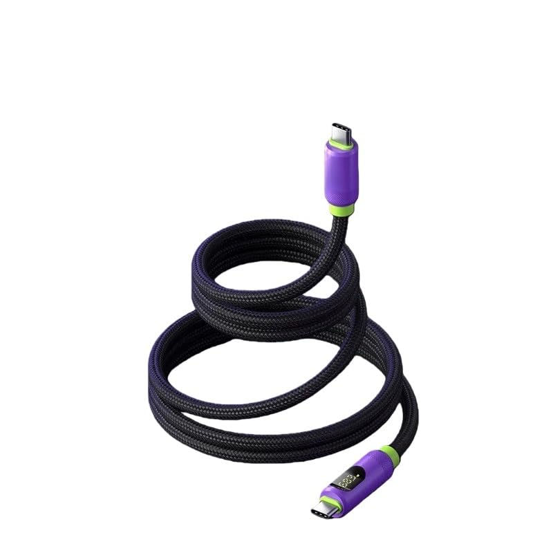 Cavo da USB C a USB C con display L*/ED Char/*ger Tipo di cavo/C PD 240 W Ricarica rapida*/ing cavo (viola, 2 m)