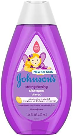 Johnson's Strengthening Tear-Free Kids' Shampoo with Vitamin E Strengthens & Helps Prevent Breakage, Paraben-, Sulfate- & Dye-Free, Hypoallergenic & Gentle for Toddler's Hair, 13.6 fl. o