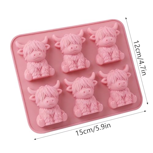Molde para cubos de hielo con diseño 3D de vaca Highland mini miniatura 3