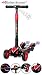 The Original Rocket Scooter, Kids Kick Scooter, Music, 3 Colors Lighted Wheels, Spray Lights, Sturdy Steering Handlebar, Stable Board, Adjustable Height & Foldable Design (Black)