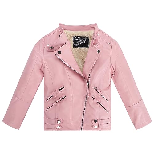 Kids Girl Spring Pu Leather Jacket Motorcycle Fleece Coat For Boy Winter Clothes