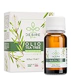 Desire Bio Tea Tree Oil Olio Essenziale Biologico - Olio Dell'albero Del Tè Puro Melaleuca Alternifolia - Olio Essenziale Tea Tree Per Diffusori, Aromaterapia, Viso, Corpo, Mal Di Testa, Micosi
