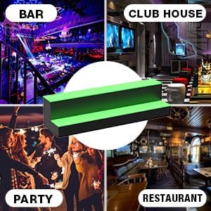 Miniatura 5 de Estante de exhibición de botellas de licor LED, estante de barra iluminado de acrílico de 30 pulgadas de 2 pasos para el hogar, barra comercial,