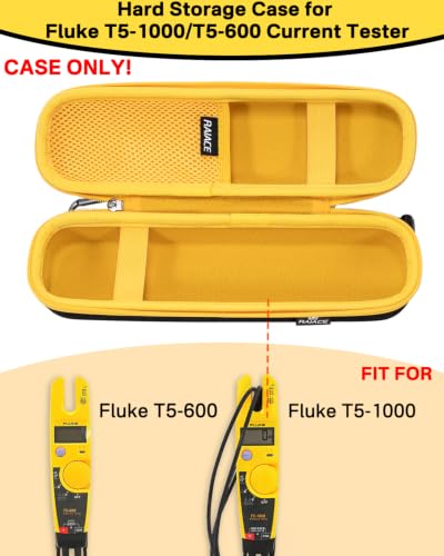 Image of RAIACE Hard Carrying Case for Fluke T5-1000 /T5-600 Electrical Voltage, Continuity and Current Tester - Black(Yellow Lining) (Black(Yellow Lining))