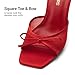 DREAM PAIRS Women's Square Open Toe Heels With Bow Vintage Slip on Stiletto High Backless Dressy Sandals for Daily Party,Size 8.5,Red,SDHS26022W