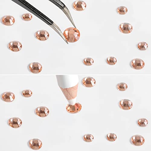 Image of Beadsland Rhinestones for Makeup,8 Sizes 2500pcs Champagne Flatback Rhinestones Eye Gems for Nails Crafts with Tweezers and Wax Pencil,Light Peach,SS4-SS30